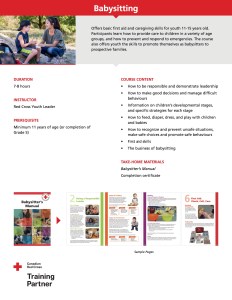 Life Skills First Aid - Babysitting Course