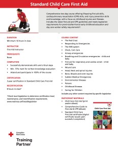 Standard Child Care First Aid LifeSkills First Aid